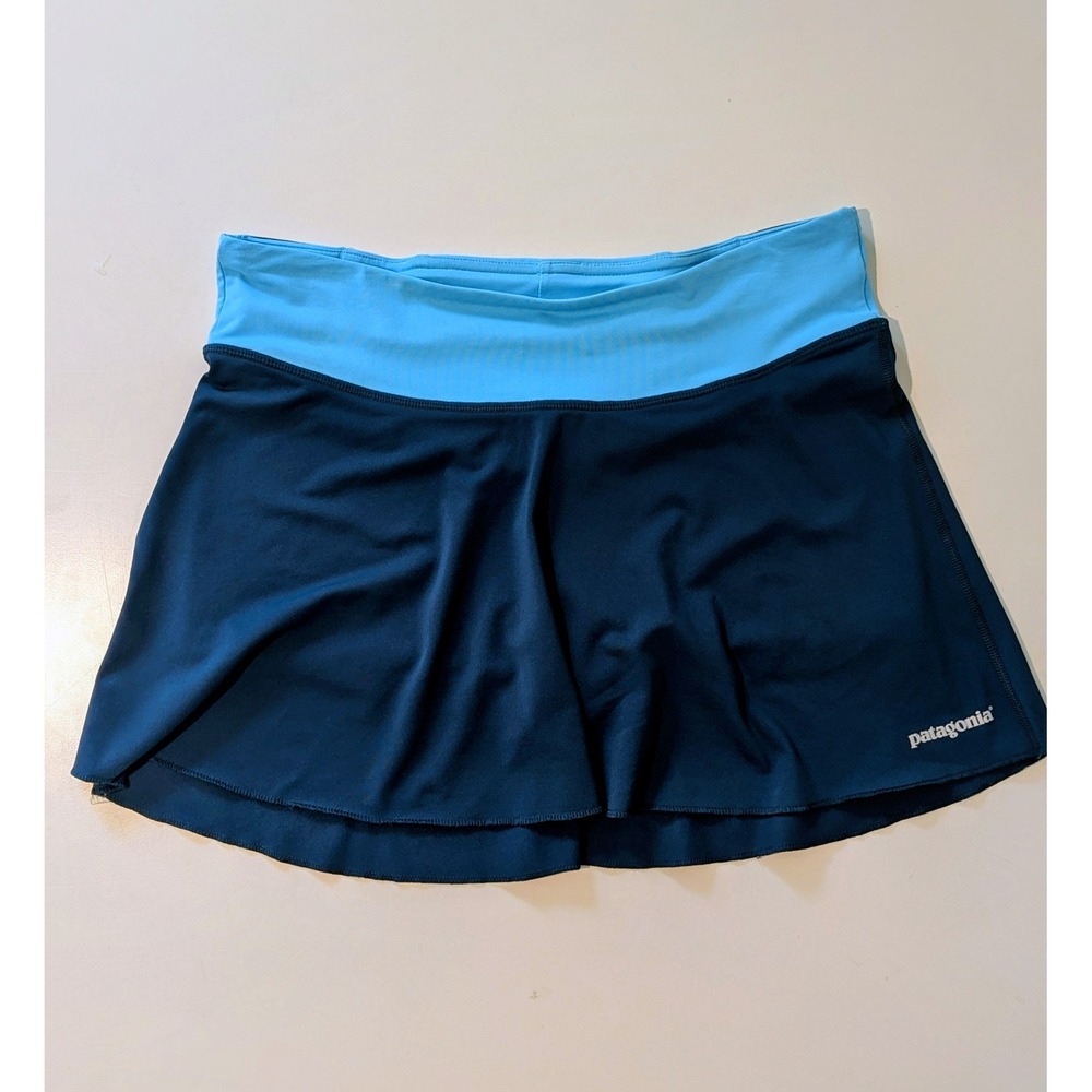 Patagonia Womens Running Skort Navy Blue Light Blue Gorpcore Active Skirt Small